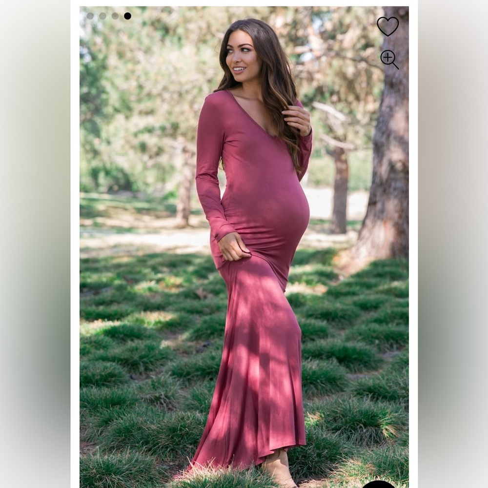 Mauve Long Sleeve Photoshoot Maternity Dress from PinkBlush Maternity